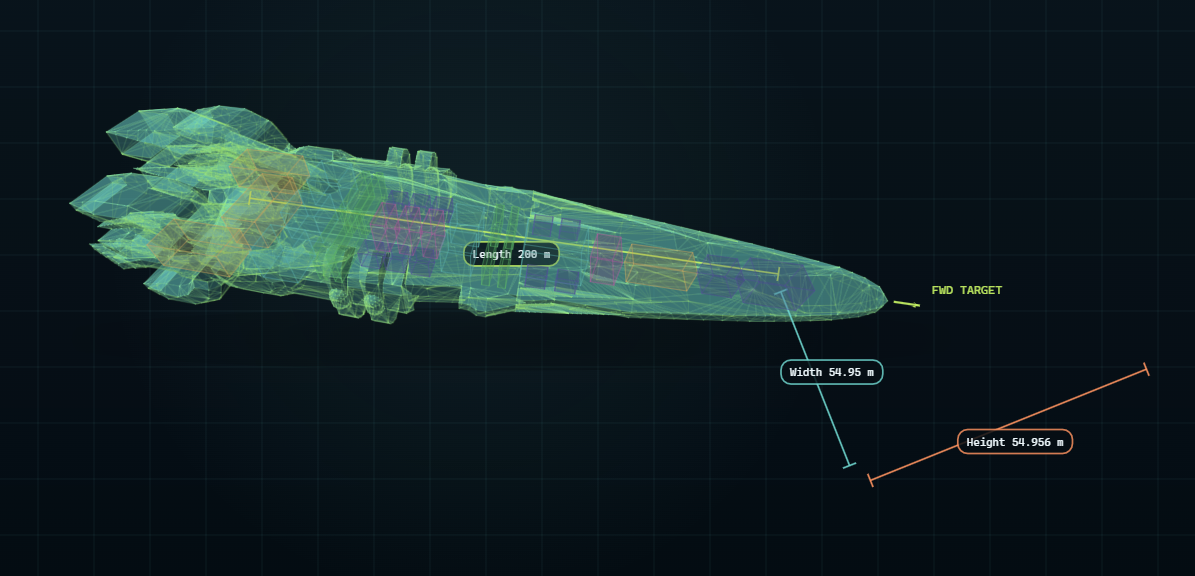 Dawn of Demons imported ship volume view with internal compartments
