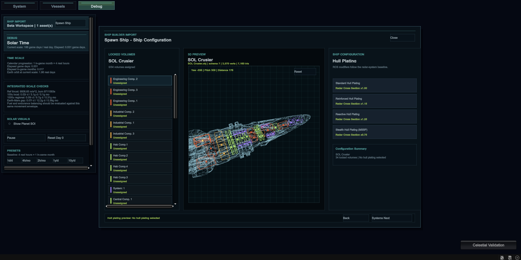 Dawn of Demons ship builder import configuration screen